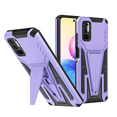 Coque Contour Silicone et Plastique Housse Etui Mat avec Support MQ1 pour Xiaomi Redmi Note 10 5G Violet