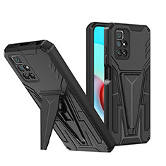 Coque Contour Silicone et Plastique Housse Etui Mat avec Support MQ1 pour Xiaomi Redmi Note 11 4G (2021) Noir