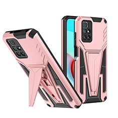 Coque Contour Silicone et Plastique Housse Etui Mat avec Support MQ1 pour Xiaomi Redmi Note 11 4G (2021) Or Rose