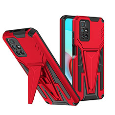 Coque Contour Silicone et Plastique Housse Etui Mat avec Support MQ1 pour Xiaomi Redmi Note 11 4G (2021) Rouge