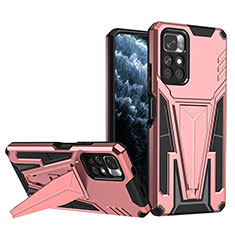 Coque Contour Silicone et Plastique Housse Etui Mat avec Support MQ1 pour Xiaomi Redmi Note 11 5G Or Rose