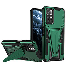 Coque Contour Silicone et Plastique Housse Etui Mat avec Support MQ1 pour Xiaomi Redmi Note 11 5G Vert