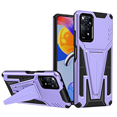 Coque Contour Silicone et Plastique Housse Etui Mat avec Support MQ1 pour Xiaomi Redmi Note 11 Pro 5G Violet