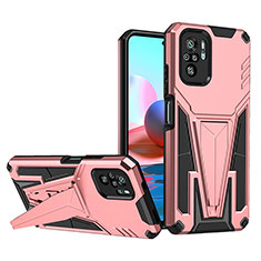 Coque Contour Silicone et Plastique Housse Etui Mat avec Support MQ1 pour Xiaomi Redmi Note 11 SE India 4G Or Rose