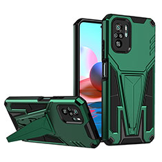 Coque Contour Silicone et Plastique Housse Etui Mat avec Support MQ1 pour Xiaomi Redmi Note 11 SE India 4G Vert