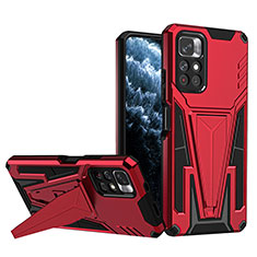 Coque Contour Silicone et Plastique Housse Etui Mat avec Support MQ1 pour Xiaomi Redmi Note 11S 5G Rouge