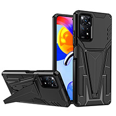 Coque Contour Silicone et Plastique Housse Etui Mat avec Support MQ1 pour Xiaomi Redmi Note 12 Pro 4G Noir