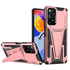 Coque Contour Silicone et Plastique Housse Etui Mat avec Support MQ1 pour Xiaomi Redmi Note 12 Pro 4G Or Rose