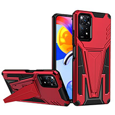 Coque Contour Silicone et Plastique Housse Etui Mat avec Support MQ1 pour Xiaomi Redmi Note 12 Pro 4G Rouge