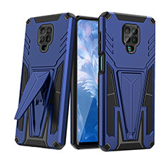 Coque Contour Silicone et Plastique Housse Etui Mat avec Support MQ1 pour Xiaomi Redmi Note 9S Bleu