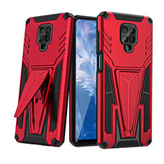 Coque Contour Silicone et Plastique Housse Etui Mat avec Support MQ1 pour Xiaomi Redmi Note 9S Rouge