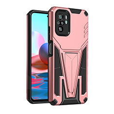 Coque Contour Silicone et Plastique Housse Etui Mat avec Support MQ2 pour Xiaomi Poco M5S Or Rose