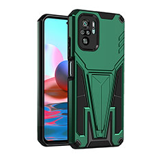 Coque Contour Silicone et Plastique Housse Etui Mat avec Support MQ2 pour Xiaomi Poco M5S Vert