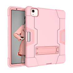 Coque Contour Silicone et Plastique Housse Etui Mat avec Support pour Apple iPad Air 10.9 (2020) Rose