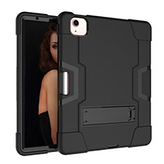 Coque Contour Silicone et Plastique Housse Etui Mat avec Support pour Apple iPad Air 4 10.9 (2020) Noir