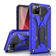 Coque Contour Silicone et Plastique Housse Etui Mat avec Support pour Apple iPhone 11 Pro Bleu