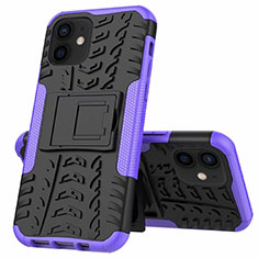 Coque Contour Silicone et Plastique Housse Etui Mat avec Support pour Apple iPhone 12 Violet