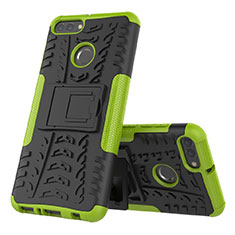 Coque Contour Silicone et Plastique Housse Etui Mat avec Support pour Huawei Enjoy 8 Plus Vert