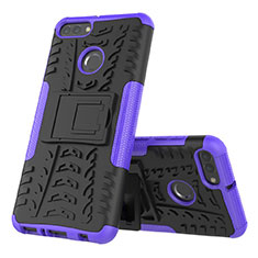 Coque Contour Silicone et Plastique Housse Etui Mat avec Support pour Huawei Enjoy 8 Plus Violet