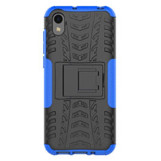 Coque Contour Silicone et Plastique Housse Etui Mat avec Support pour Huawei Enjoy 8S Bleu