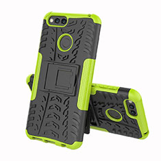 Coque Contour Silicone et Plastique Housse Etui Mat avec Support pour Huawei Honor 7A Vert