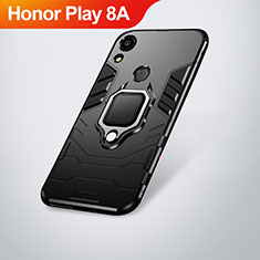 Coque Contour Silicone et Plastique Housse Etui Mat avec Support pour Huawei Honor Play 8A Noir