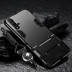 Coque Contour Silicone et Plastique Housse Etui Mat avec Support pour Huawei Nova 5 Pro Noir