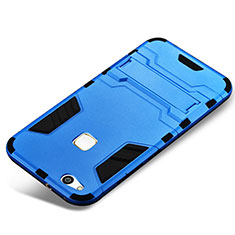 Coque Contour Silicone et Plastique Housse Etui Mat avec Support pour Huawei P10 Lite Bleu