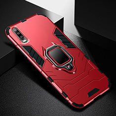 Coque Contour Silicone et Plastique Housse Etui Mat avec Support pour Huawei P30 Rouge