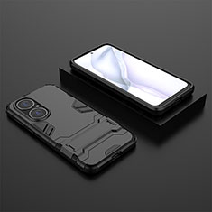 Coque Contour Silicone et Plastique Housse Etui Mat avec Support pour Huawei P50e Noir