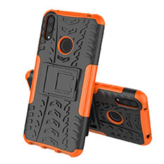 Coque Contour Silicone et Plastique Housse Etui Mat avec Support pour Huawei Y7 (2019) Orange