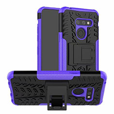 Coque Contour Silicone et Plastique Housse Etui Mat avec Support pour LG G8 ThinQ Violet