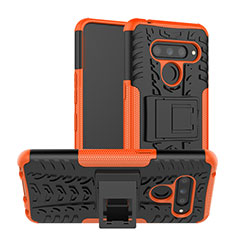 Coque Contour Silicone et Plastique Housse Etui Mat avec Support pour LG V50 ThinQ 5G Orange