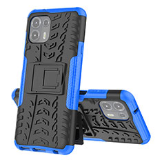 Coque Contour Silicone et Plastique Housse Etui Mat avec Support pour Motorola Moto Edge 20 Lite 5G Bleu