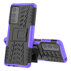 Coque Contour Silicone et Plastique Housse Etui Mat avec Support pour Motorola Moto Edge (2021) 5G Violet