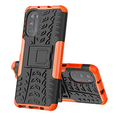 Coque Contour Silicone et Plastique Housse Etui Mat avec Support pour Motorola Moto Edge (2022) 5G Orange