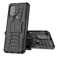 Coque Contour Silicone et Plastique Housse Etui Mat avec Support pour Motorola Moto G Play (2023) Noir