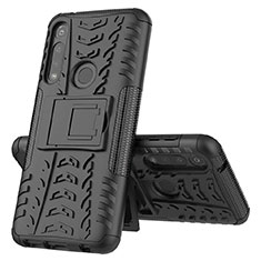 Coque Contour Silicone et Plastique Housse Etui Mat avec Support pour Motorola Moto G Power Noir