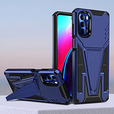 Coque Contour Silicone et Plastique Housse Etui Mat avec Support pour Motorola Moto G Stylus (2022) 4G Bleu