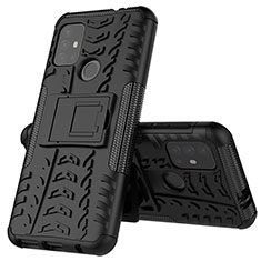 Coque Contour Silicone et Plastique Housse Etui Mat avec Support pour Motorola Moto G10 Power Noir