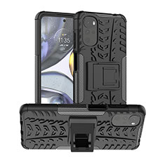 Coque Contour Silicone et Plastique Housse Etui Mat avec Support pour Motorola Moto G22 Noir