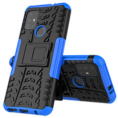 Coque Contour Silicone et Plastique Housse Etui Mat avec Support pour Motorola Moto G30 Bleu