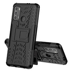 Coque Contour Silicone et Plastique Housse Etui Mat avec Support pour Motorola Moto G40 Fusion Noir