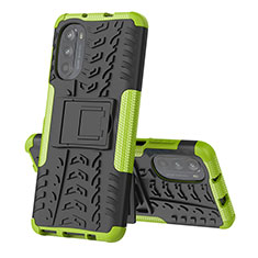 Coque Contour Silicone et Plastique Housse Etui Mat avec Support pour Motorola MOTO G52 Vert