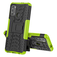 Coque Contour Silicone et Plastique Housse Etui Mat avec Support pour Motorola Moto G60 Vert