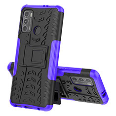 Coque Contour Silicone et Plastique Housse Etui Mat avec Support pour Motorola Moto G60 Violet