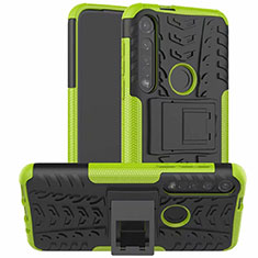 Coque Contour Silicone et Plastique Housse Etui Mat avec Support pour Motorola Moto G8 Plus Vert