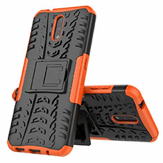 Coque Contour Silicone et Plastique Housse Etui Mat avec Support pour Nokia 2.3 Orange