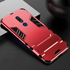 Coque Contour Silicone et Plastique Housse Etui Mat avec Support pour Nokia C3 Rouge