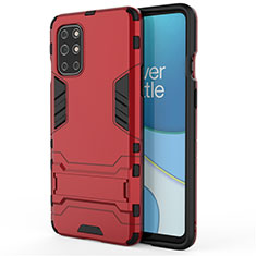 Coque Contour Silicone et Plastique Housse Etui Mat avec Support pour OnePlus 8T 5G Rouge